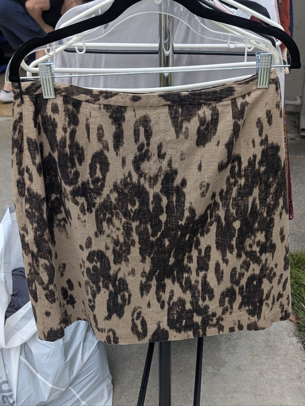 Women's Animal Print A-Line Skirt in Beige and Black